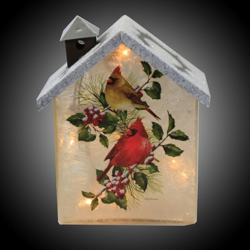 Stony Creek 6.75" Cardinal W/ Holly House Electric Red Birds  -  Novelty Sculpture Lights