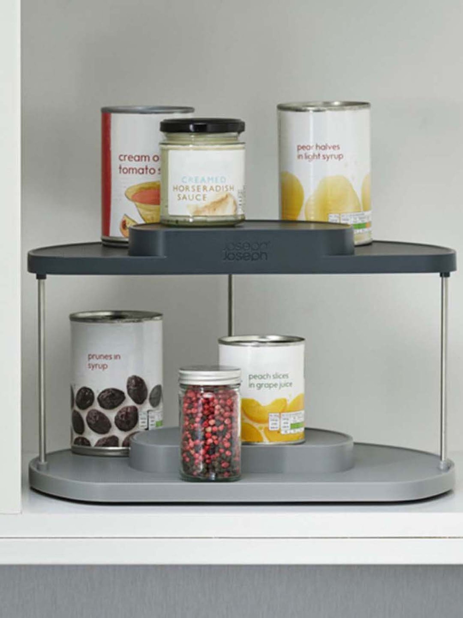 Joseph Joseph Grey Polypropylene 3-Tier Shelf Organizer With Drawer For Cabinet