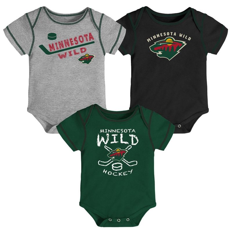 NHL Minnesota Wild Baby Boys' Game Winner Bodysuit Set 3pk - 12M