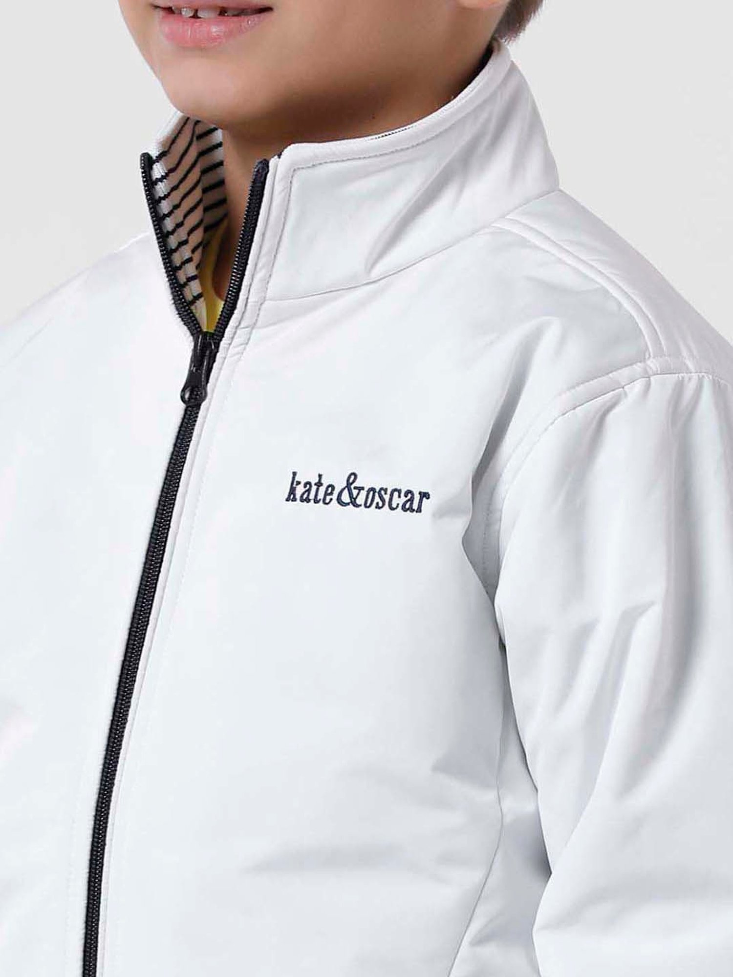 Kate & Oscar Kids White Regular Fit Full Sleeves Jacket