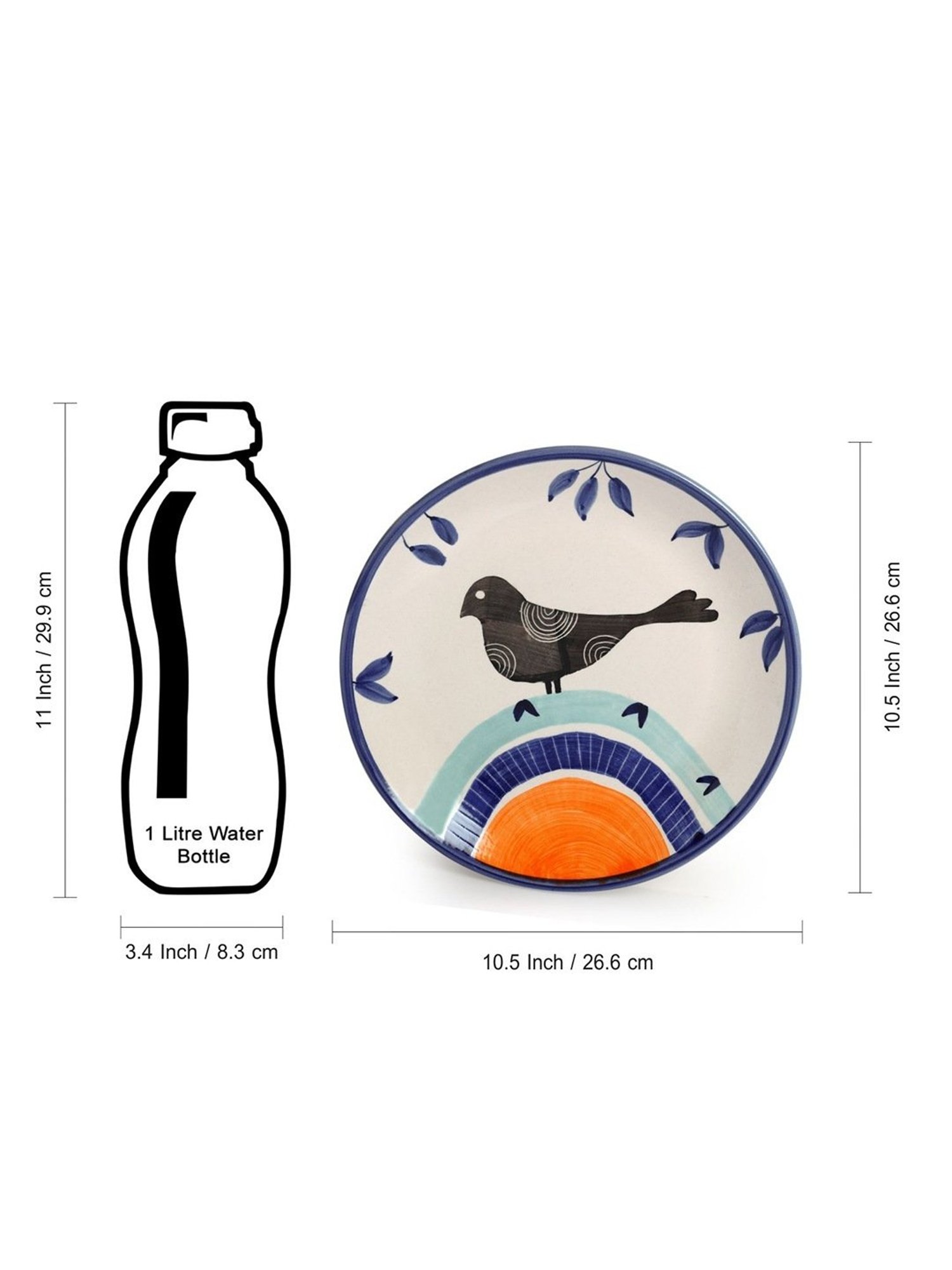 ExclusiveLane Sparrow Hand-painted Multicolor Ceramic Wall Plate