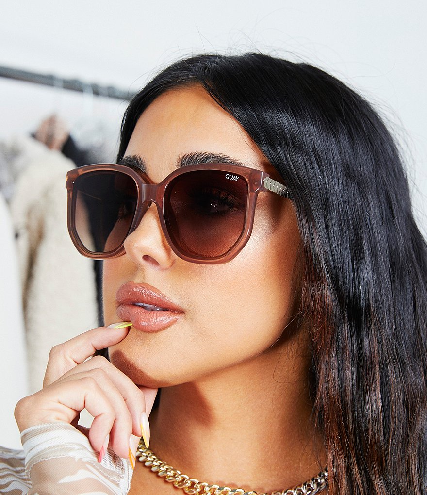 Quay Australia Coffee Run Oversized Round Cat Eye Sunglasses