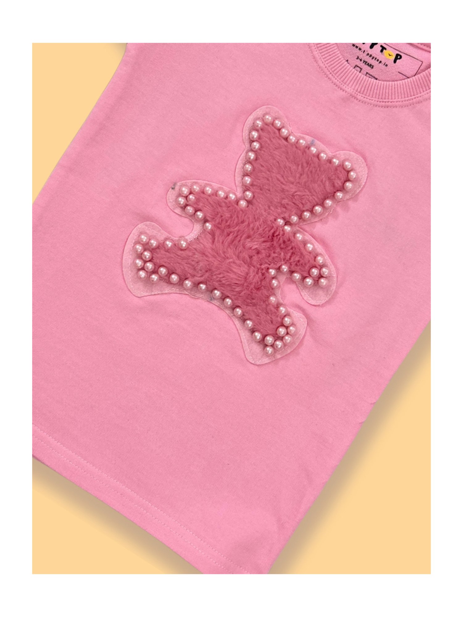 Tippy Top Kids Pink Self Design T-Shirt