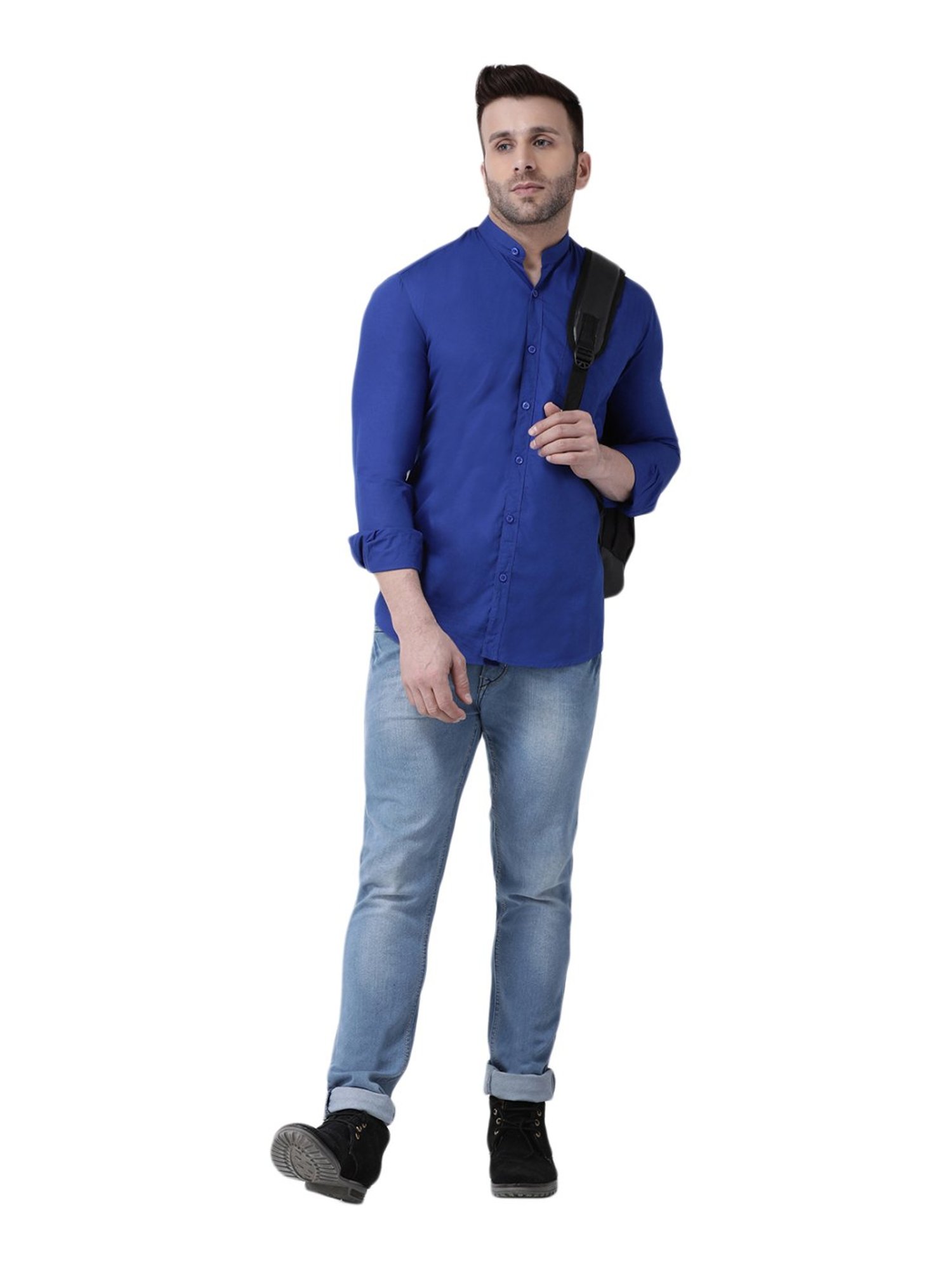 Hang Up Blue Cotton Slim Fit Shirt
