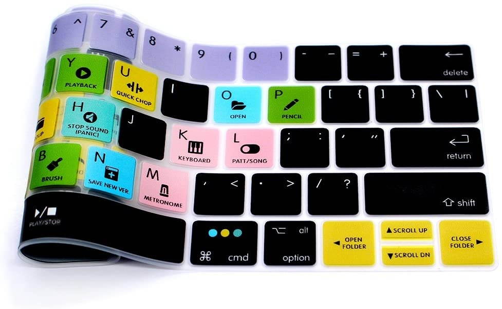 HRH FL Studio Fruity Loops Shortcuts Hotkey Silicone Keyboard Cover Skin for MacBook New Pro with Touch Bar 13 Inch and 15 Inch(A2159/A1989/A1706,A1990/A1707) 2019 2018 2016 2017 Release US Version