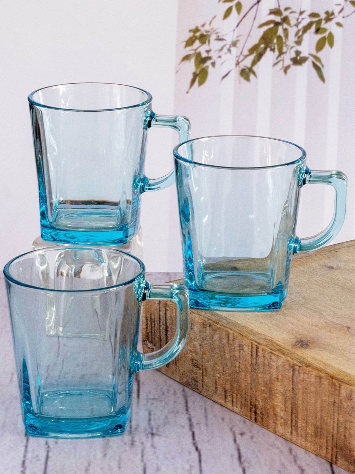 Pasabahce Transparent Glass Carre Coffee Mugs - Set of 6 (270ml)