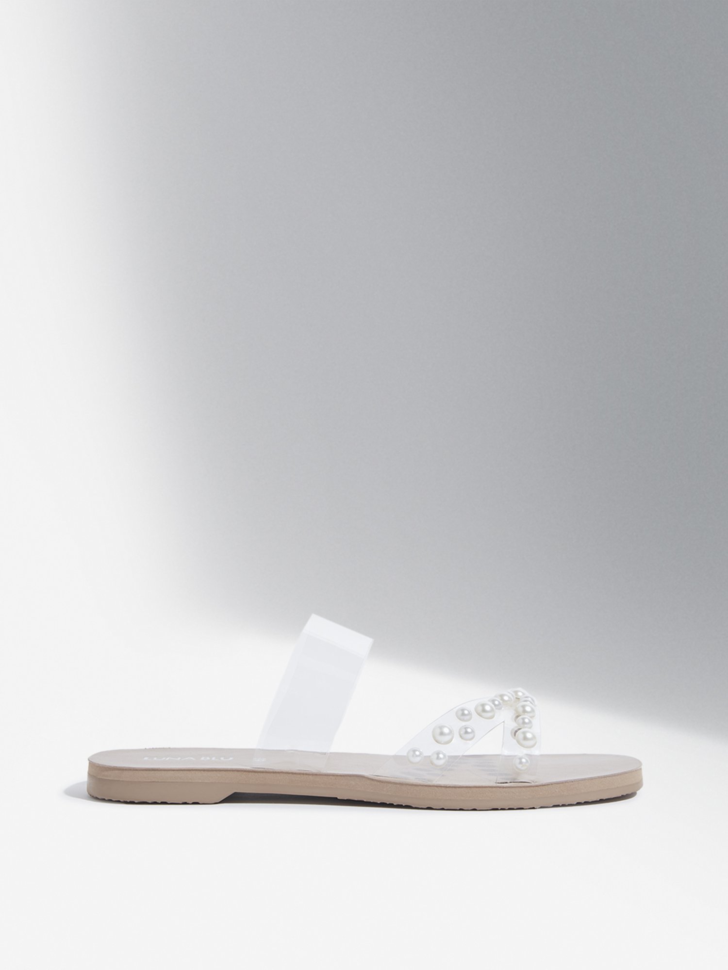 LUNA BLU by Westside Taupe Pearlescent Slides