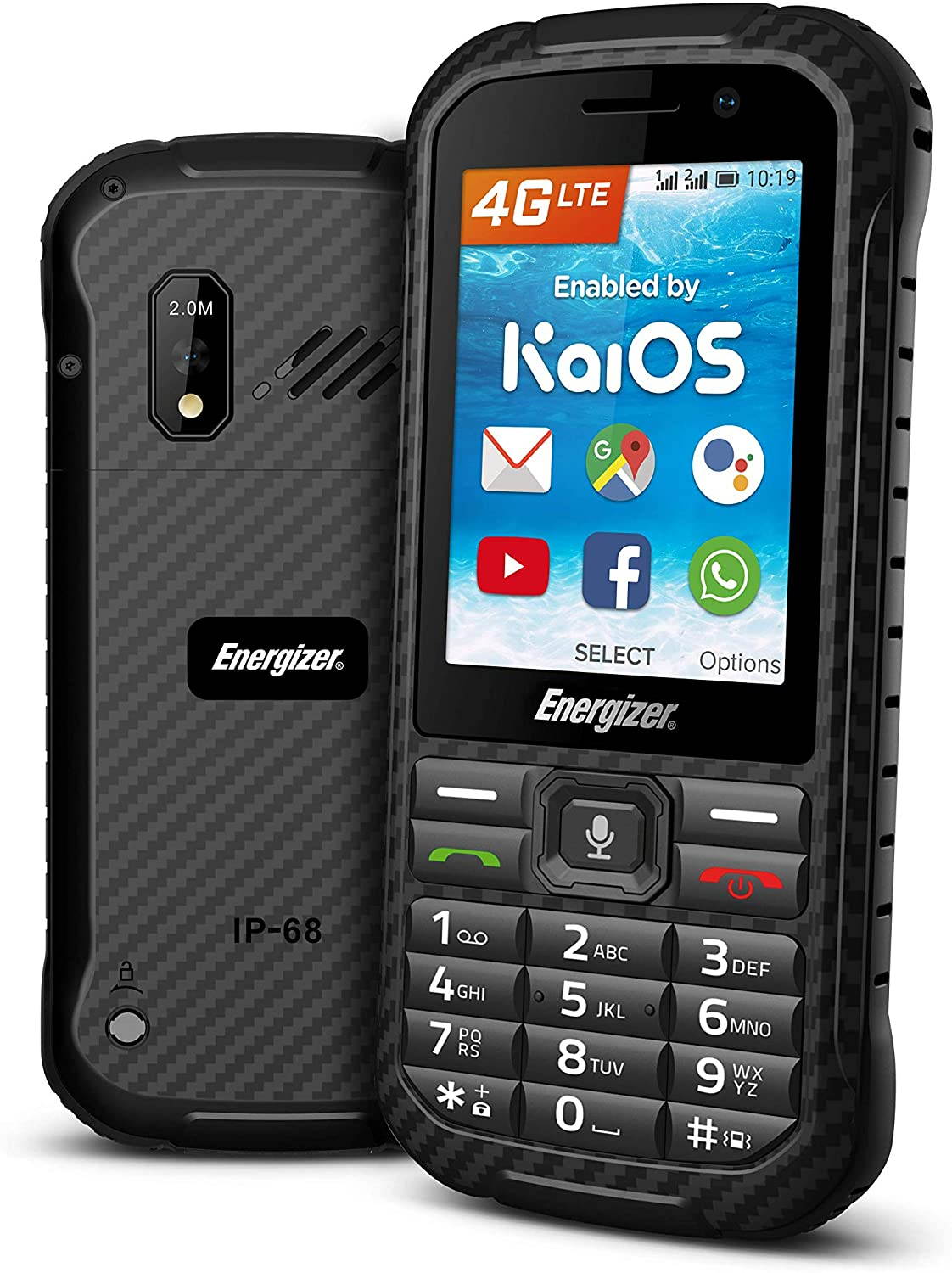 Energizer Hardcase H280S Dual-SIM 4GB ROM + 512MB RAM (GSM Only | No CDMA) Factory Unlocked 4G/LTE Cell Phone (Black) - International Version
