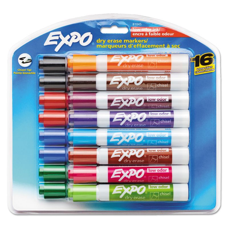 EXPO Low Odor Dry Erase Marker Chisel Tip Assorted 16/Set 81045
