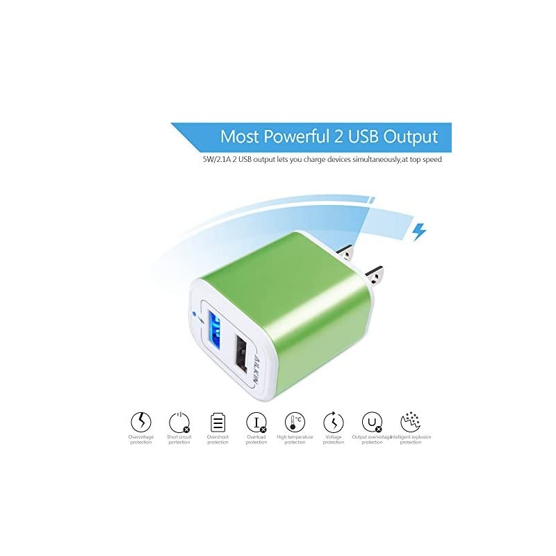 Portable USB Charger 21A Dual Port Charging Block  2Pcs Wall Charger Adapter Cargador para Compatible with Phone Xs Max XR X 8 Plus pad Pro Galaxy S9 S8 Note 8 Smartphone and More