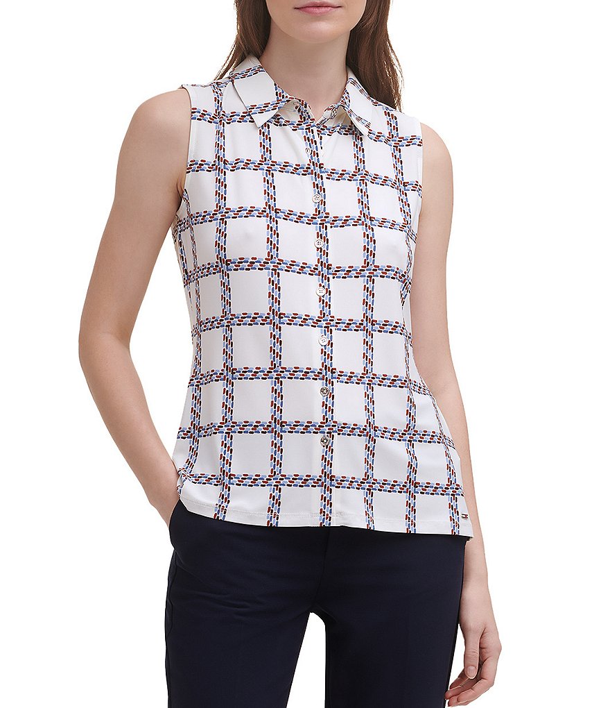 Tommy Hilfiger Windowpane Print Matte Jersey Tank