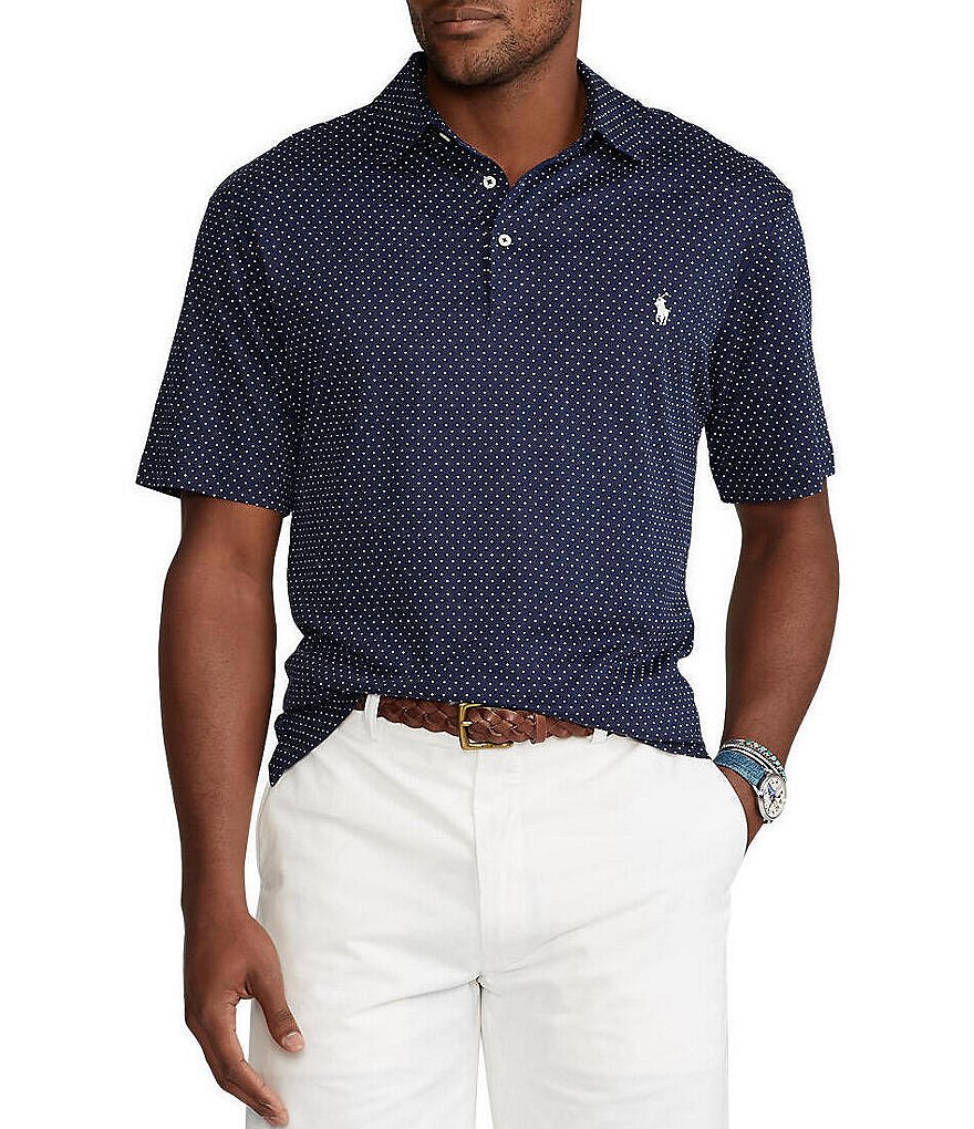 Polo Ralph Lauren Big & Tall French Navy Polka-Dot Soft Cotton Short-Sleeve Polo Shirt