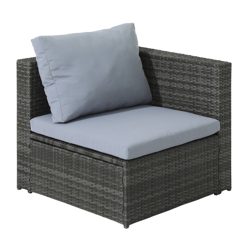 5pc Wicker Rattan Sofa Set with Gray Cushions - Accent Furniture