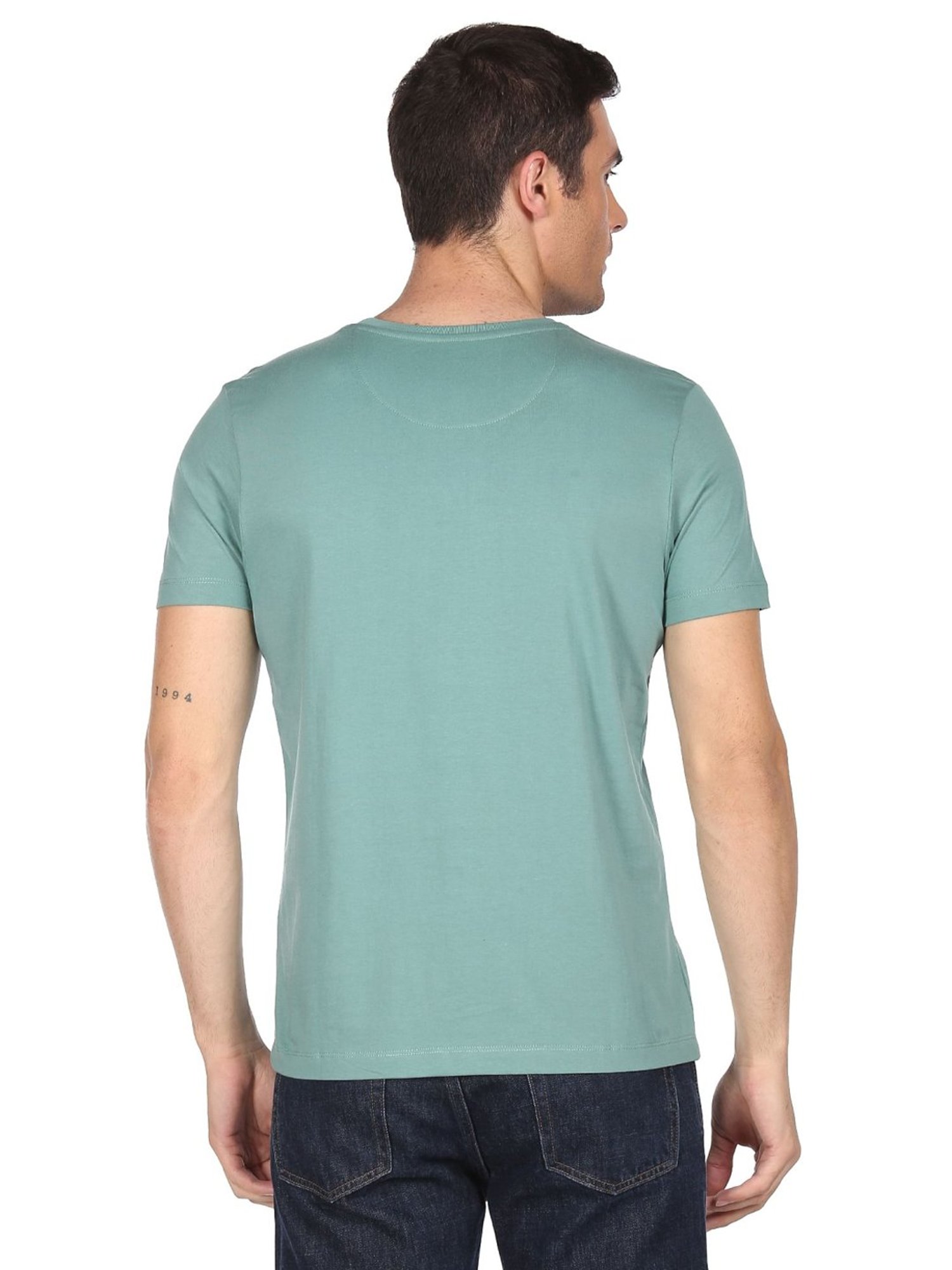 Arrow New York Green Cotton Regular Fit Printed T-Shirt