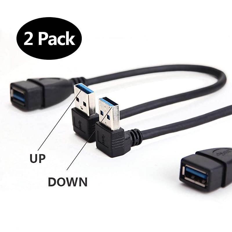 SuperSpeed USB 30 Male to Female Extension Data Cable Up and Down Angle 2PCS by 20CM8IN