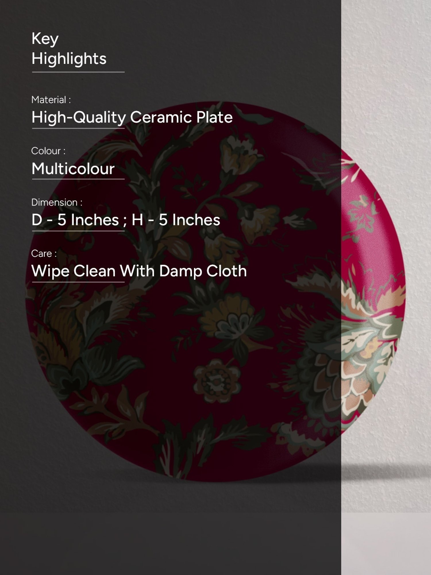 Nestroots Ethnic Pink Multicolor Porcelain Wall Plate