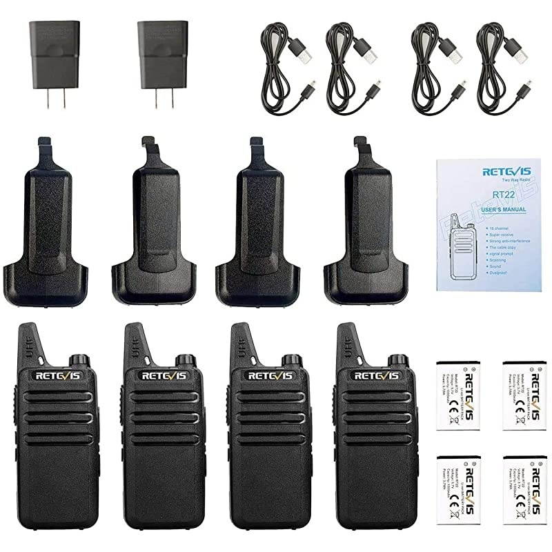 RT22 Two Way Radio Long Range RechargeablePortable 2 Way RadioHandsfree Walkie Talkie for Adults Commercial Cruises Hunting Hiking 4 Pack