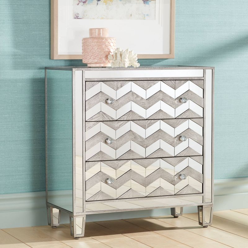 Mirrored Chevron 32" Wide 3-Drawer Chest by Studio 55D