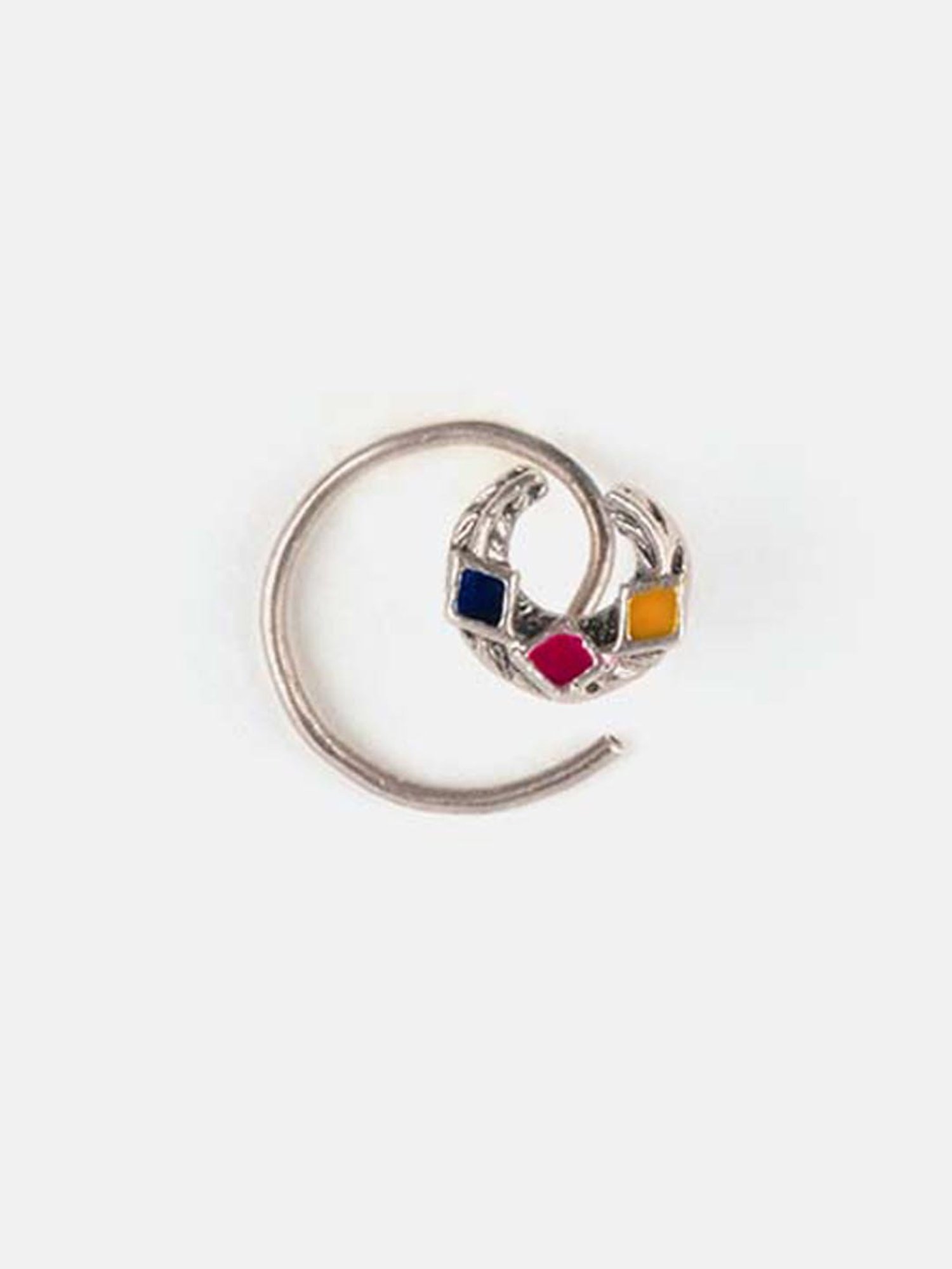 Shaya 92.5 Sterling Silver Sadu Bharat Style Nosepin for Women