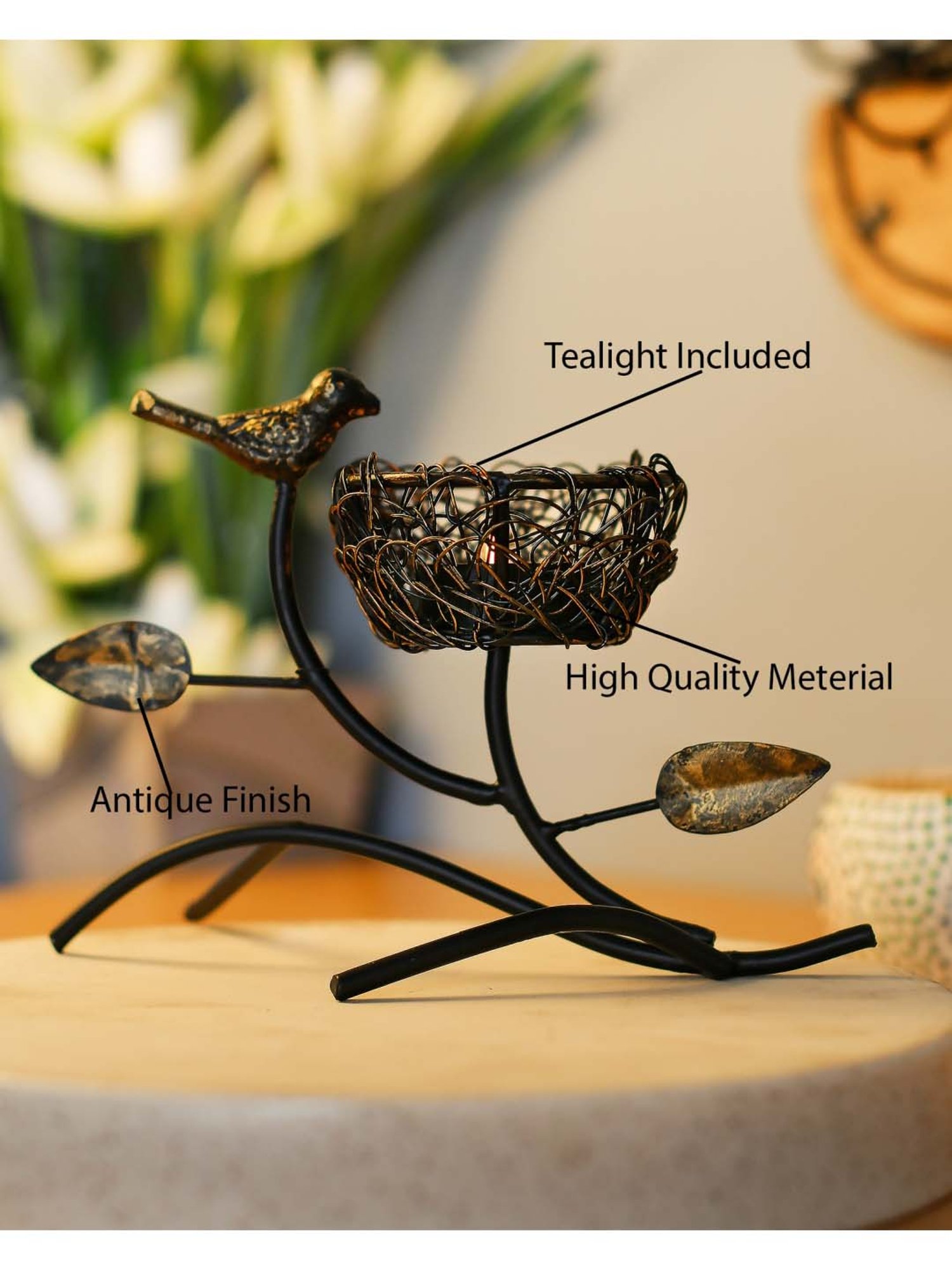 Homesake 'Diwali' Black Metal Nested Candle Holder - Set of 1