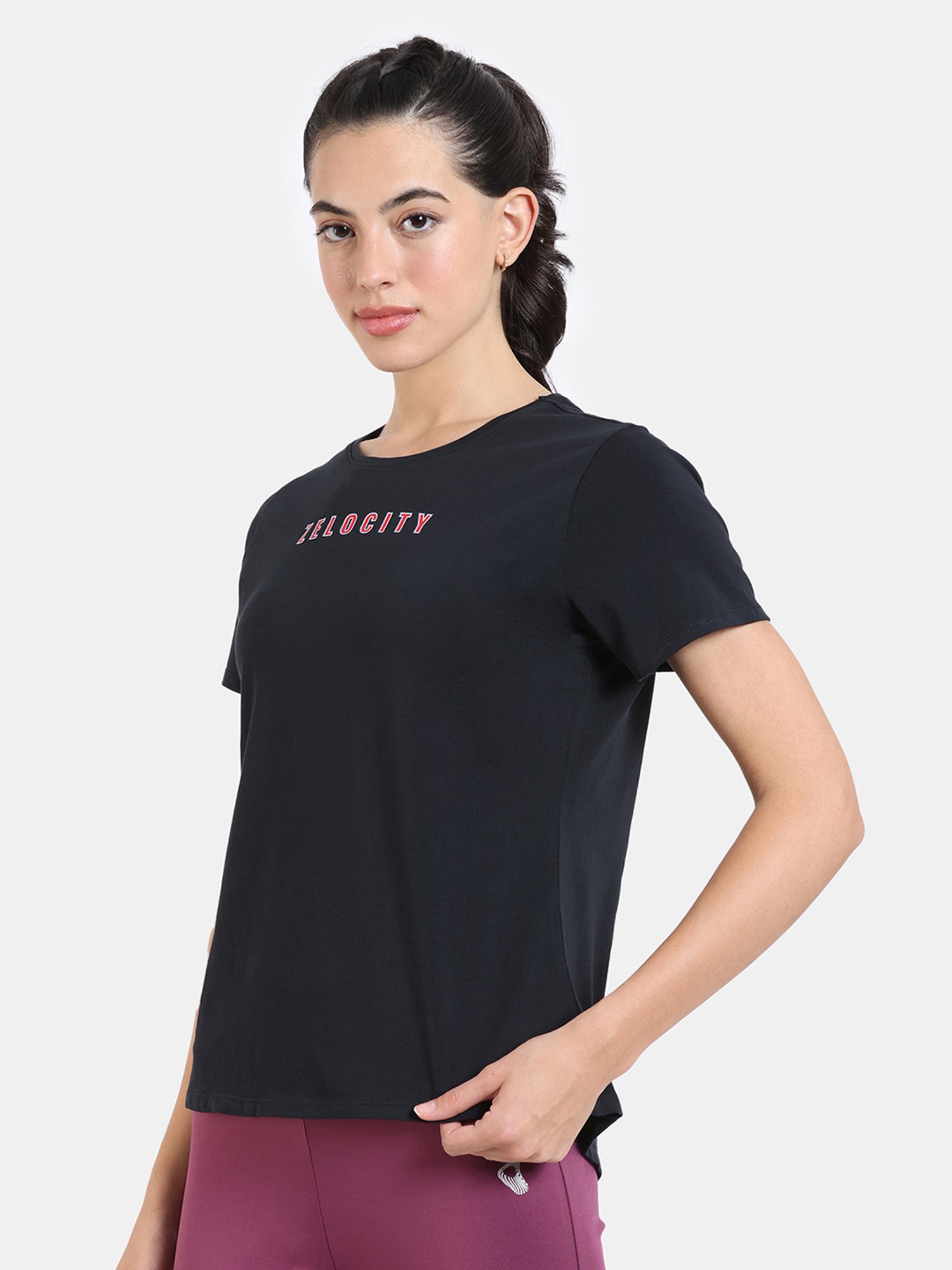 Zelocity by Zivame Black Logo Print T-Shirt
