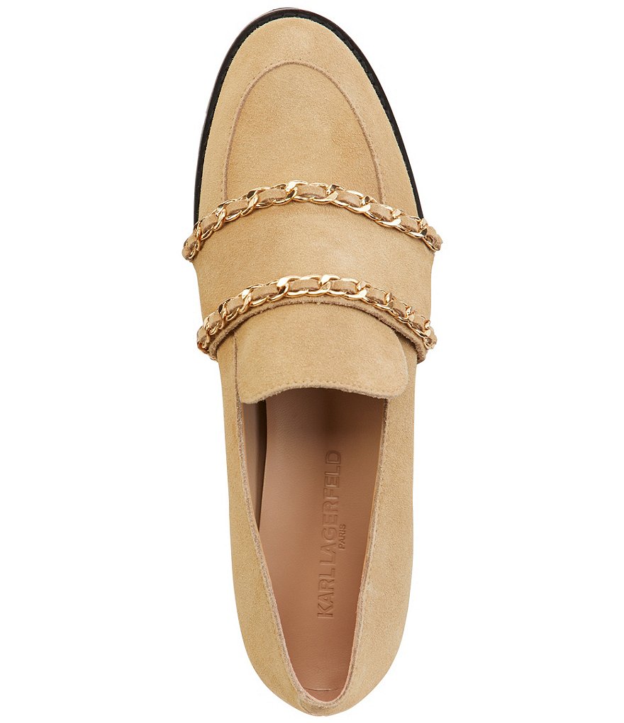 KARL LAGERFELD PARIS Irene Suede Chain Slip Ons