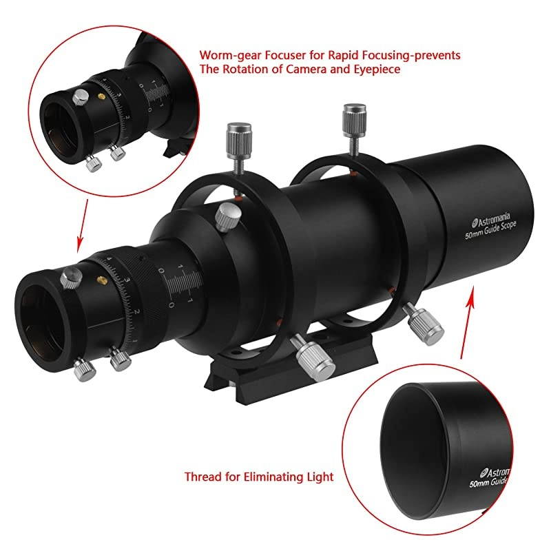 50mm Compact Deluxe Finder Guidescope Kit with 125 Double Helical Focuser Guiding with The MiniGuide Scope So Astrophotography is Easier and Less Equipment