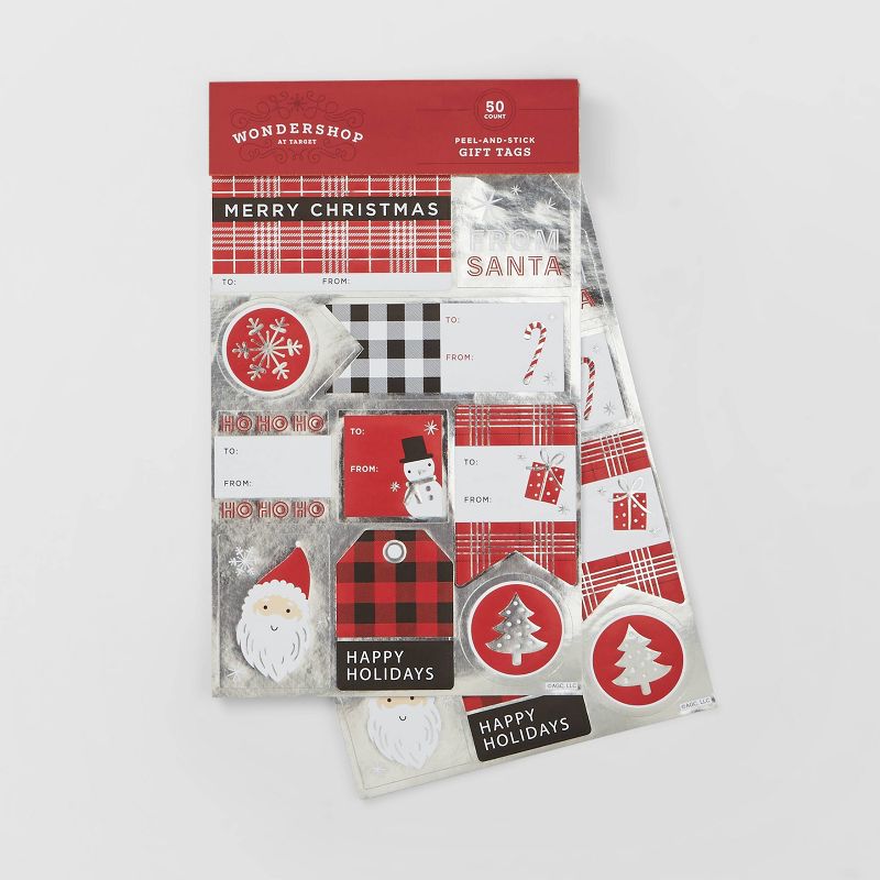 50ct Red/Silver/Black Sticker Gift Tags - Wondershop™