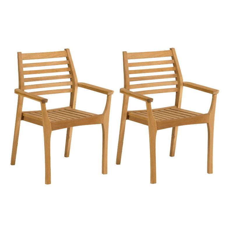 2pk 34" Mera Stacking Armchair Natural - Oxford Garden
