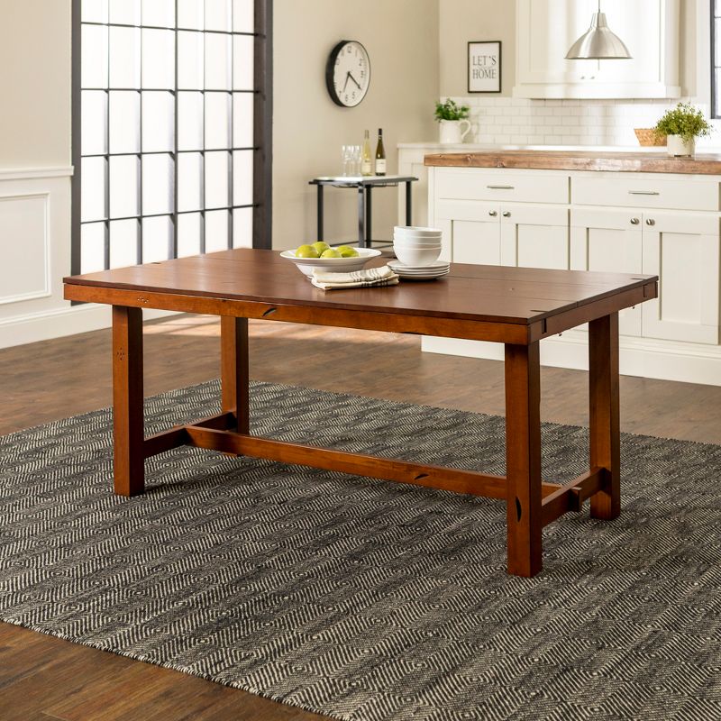 Wood Extendable Dining Table Distressed Dark Oak - Saracina Home