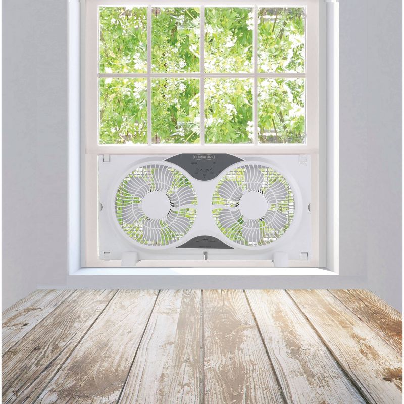 Climature 9" Twin Window Portable Fan With Remote Control White