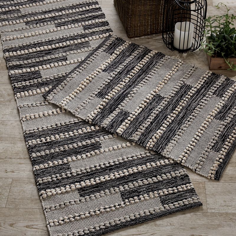 2'x3' Rectangle Hand Made Woven Cotton Area Rug Gray - Split-P