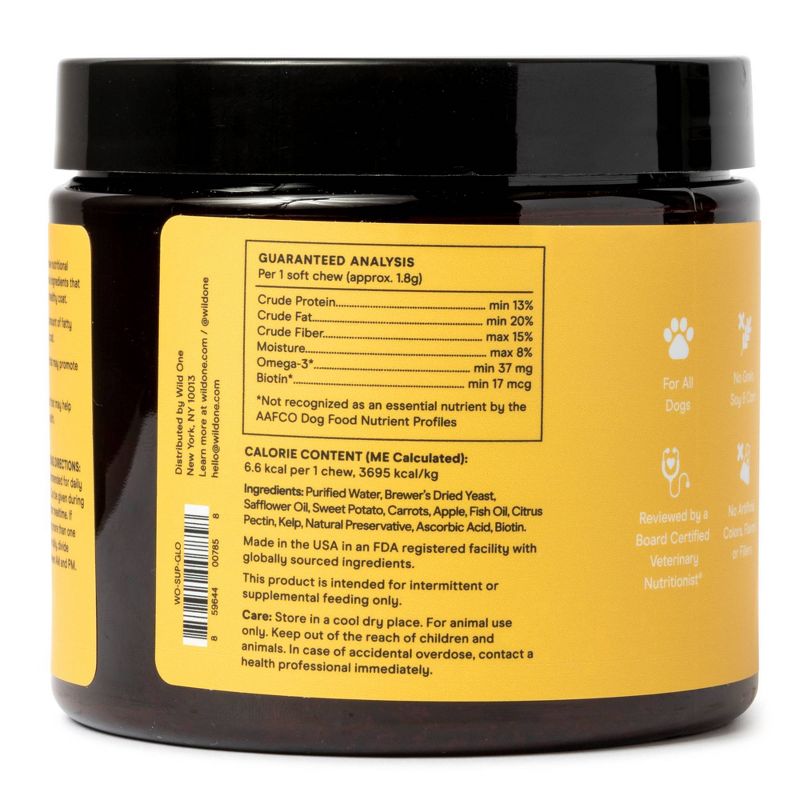 Wild One Glow Dog Supplements for Skin & Coat - 120ct