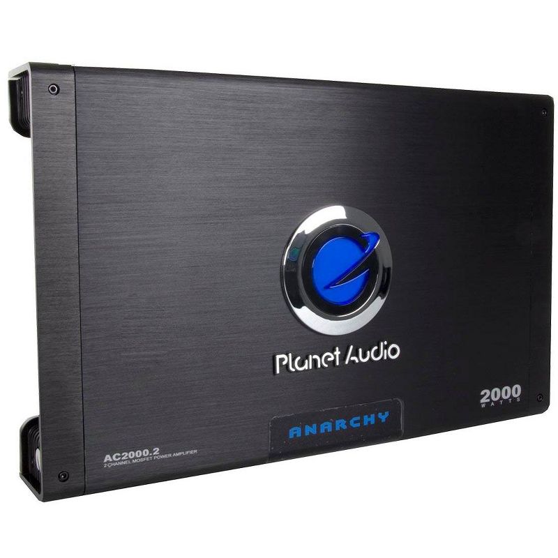 Planet Audio AC2000.2 Anarchy 2000 Watt 2 Channel Class A/B Full Range 2 Ohm Stable Car Audio Amplifier with MOSFET Power Supply and Remote Control