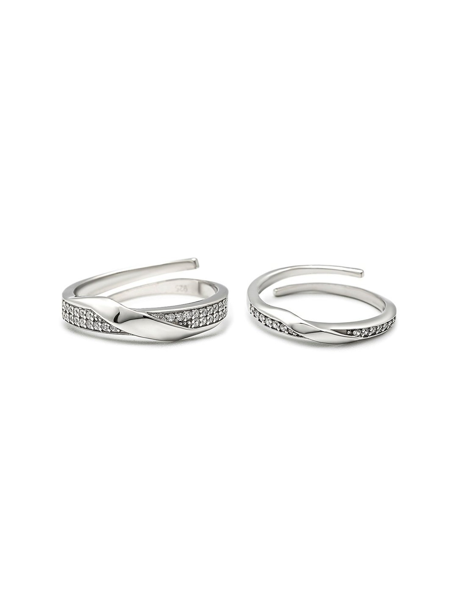 Silberry 92.5 Sterling Silver Forever Linked Couple Rings