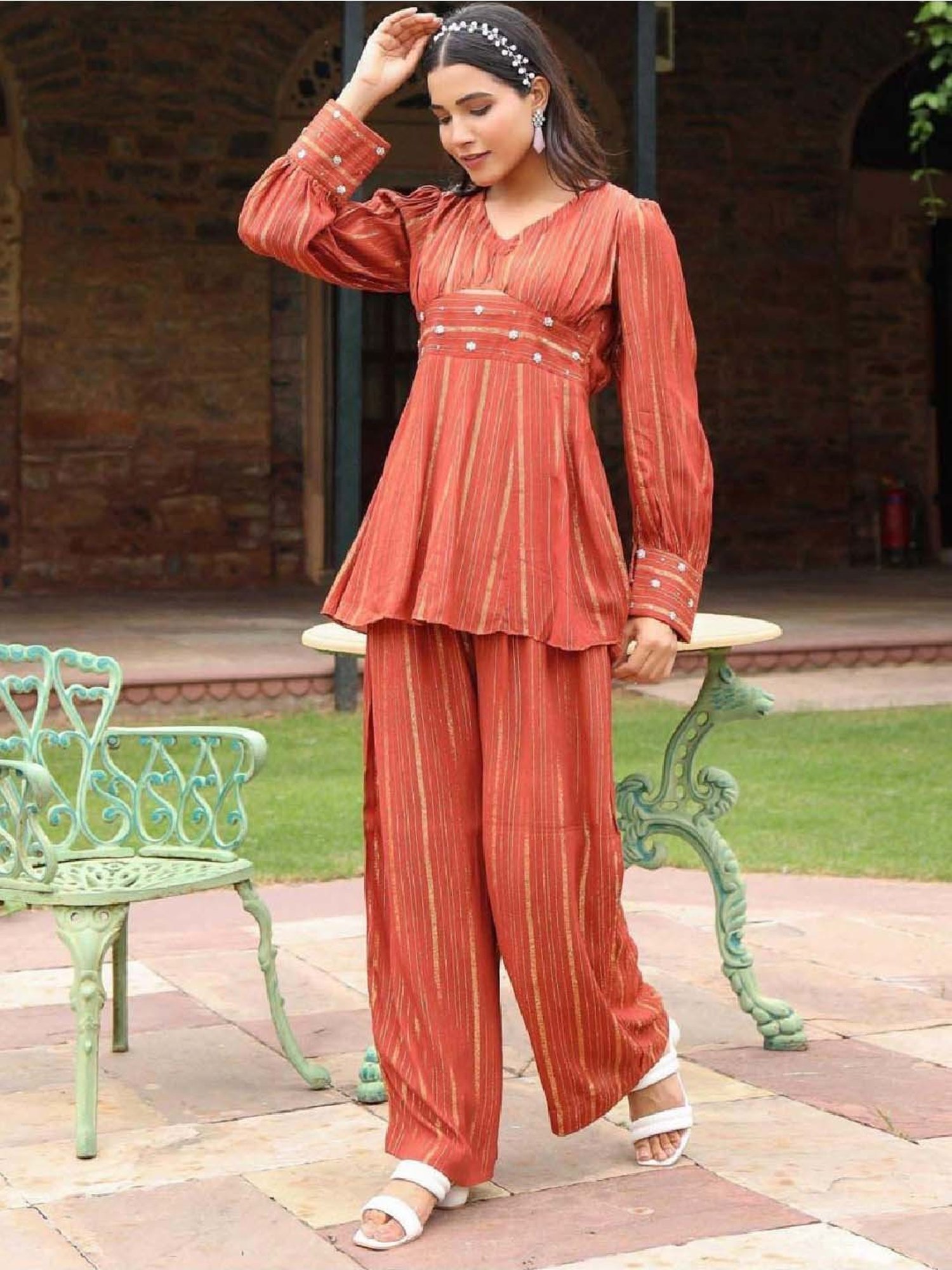 Artagai Midnight Navy Elevated Basics Co-Ord Set With Notch Collar Top And Straight Pants