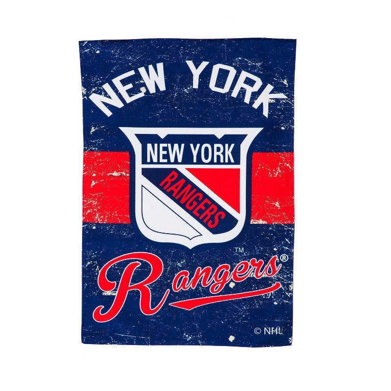 Evergreen New York Rangers Outdoor Safe Double-Sided Vintage Linen House Flag, 28 x 44 inches