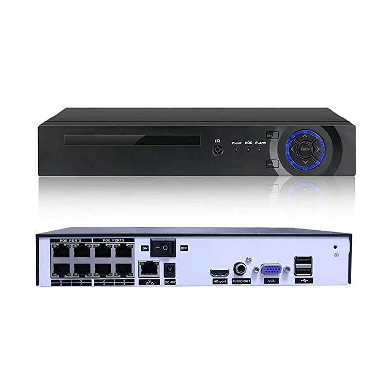 8CH PoE NVR 5MP H.265 Security Network Video Recorder Supports Up 8 X 5MP /4MP /3MP 1080P Any ONVIF IP Cameras, Motion Detection Email Alerts USB Backup VGA and HDMI Output, NO HDD