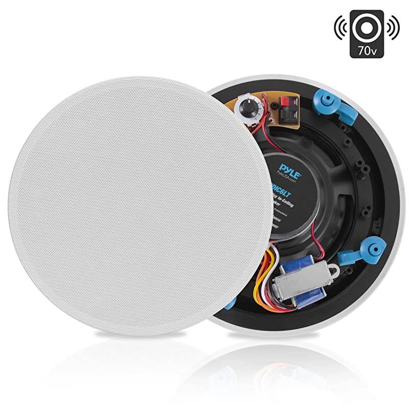 Ceiling and Wall Mount Speaker 8 2Way 70V Audio Stereo Sound Subwoofer Sound with Dome Tweeter 600 Watts inWall inCeiling Flush Mount for Home Surround System  PDIC8LT White