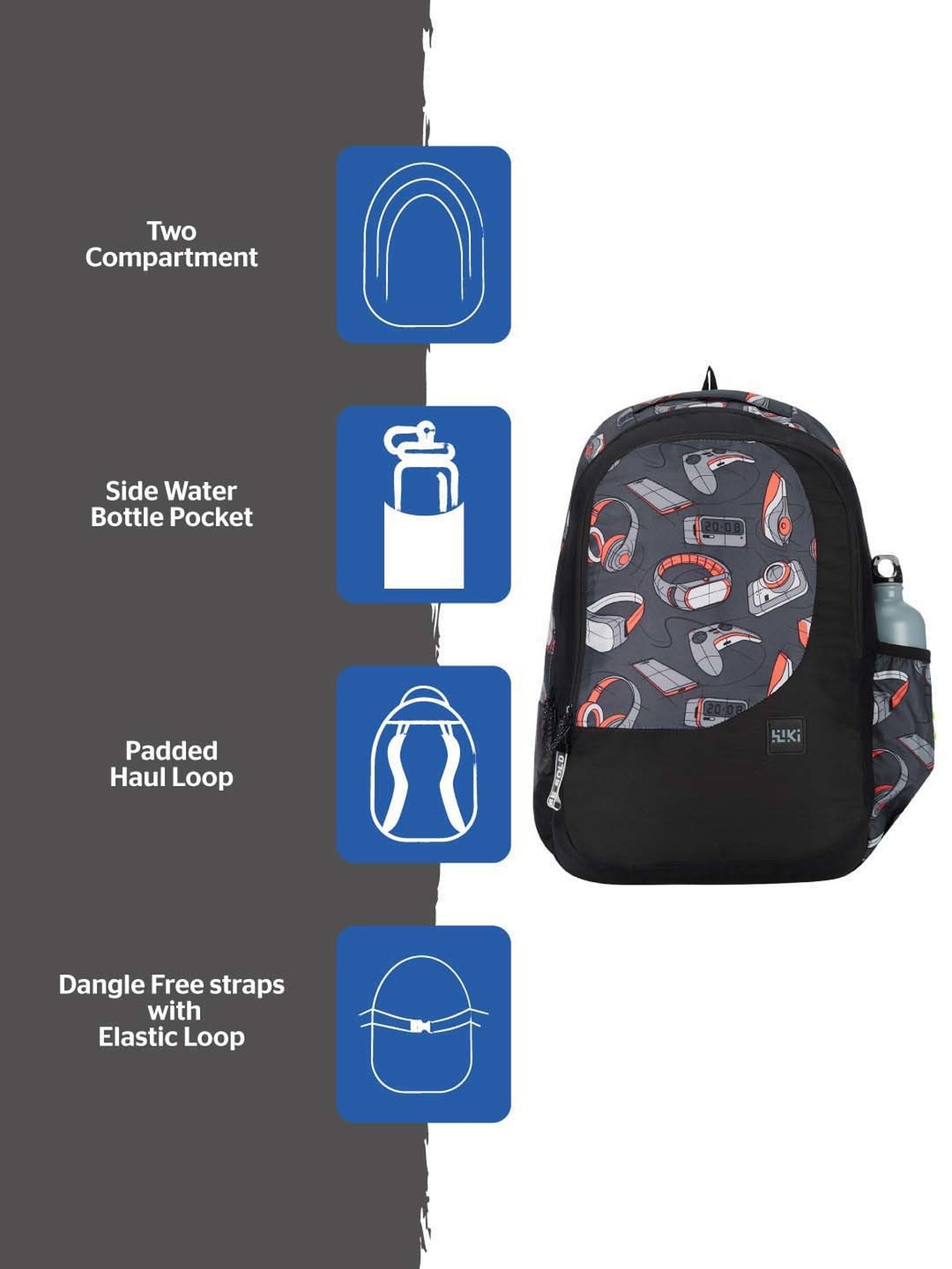 Wiki 29.5 Ltrs Black Medium Backpack