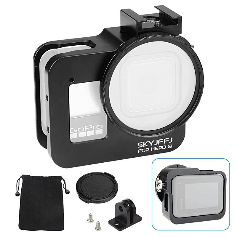 GearCompatible Hero8 Aluminum Case with Circular Lens Ring52mm UV FilterPerfect Cold Shose for MountExpert Protective Aluminum Case for Easy to Reach All Buttons and Ports