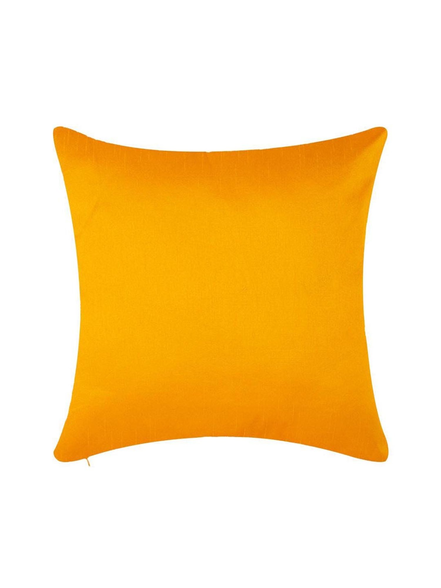 Home4U Griva Yellow & Gold Poly Dupion Cushion Cover - Set of 1