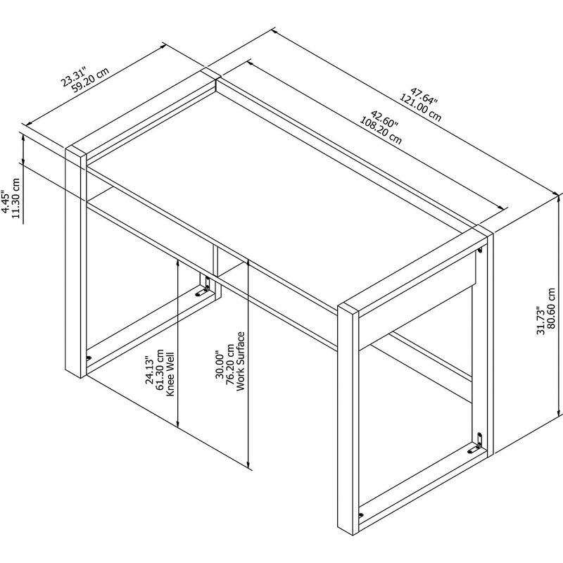 Voss 48"W x 24"D Writing Desk with Shelves Cotton White and Serene Cherry - Kathy Ireland Home