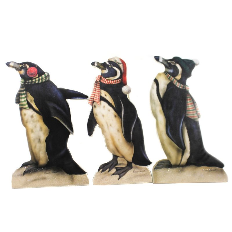 Christmas 10.0" Holiday Penguins Ornament Set/3 Lowe Dummy Board Arctic  -  Ornament Sets