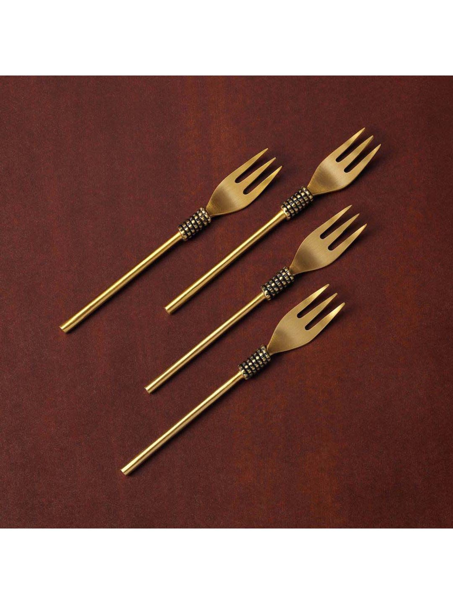 ellementry Masai Golden Brass Dessert Forks - Set of 4