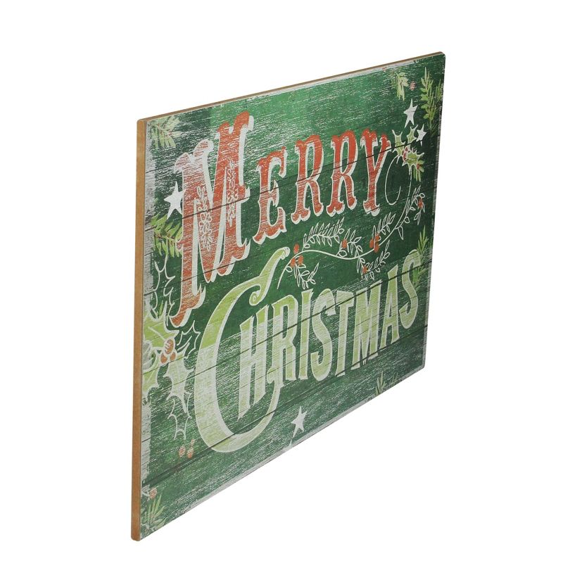 Northlight 19.75" Festive Green and Red Antiqued Merry Christmas Wall Hanging Sign