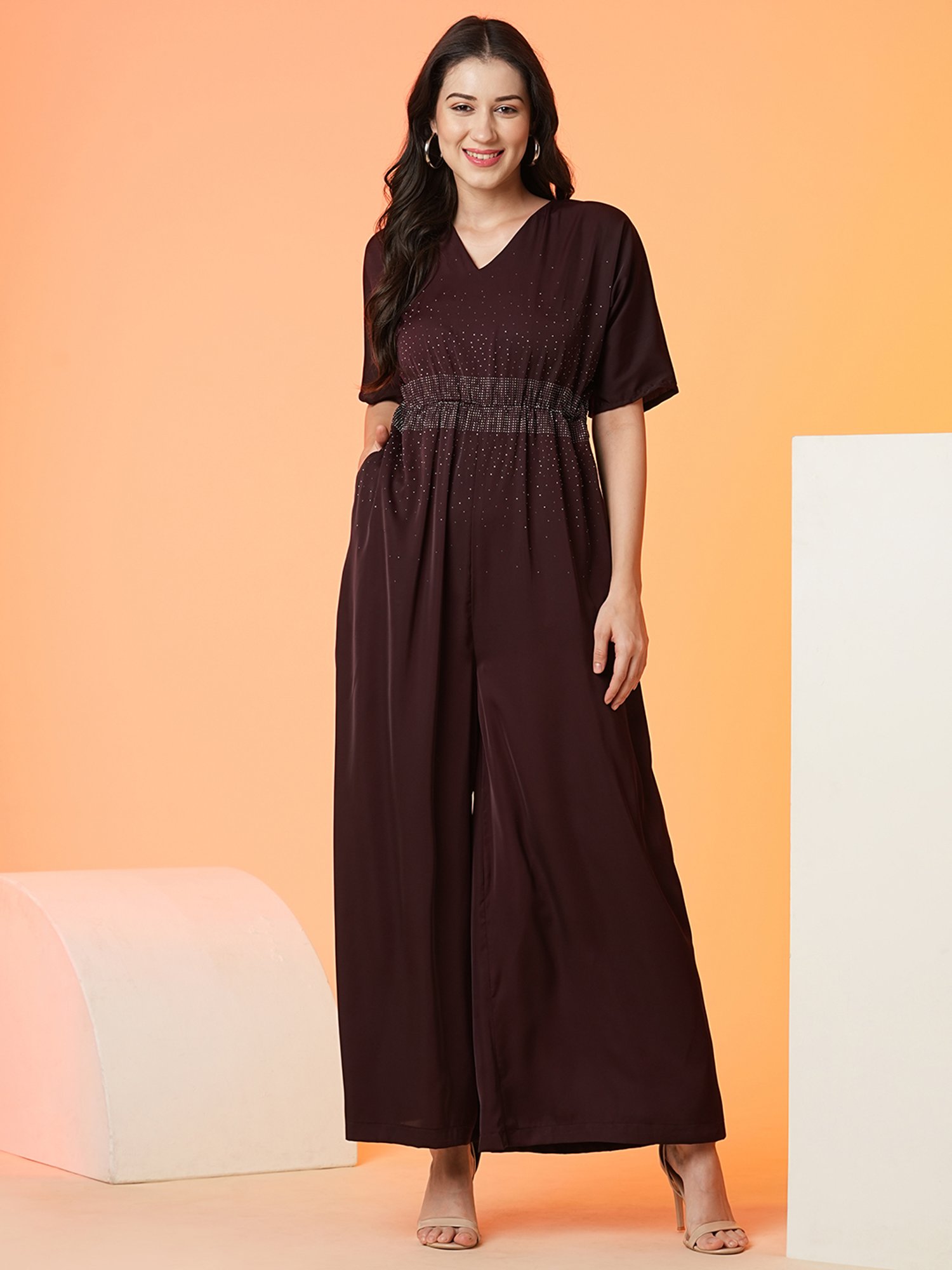 Globus Wine Embellished Jumpsuit