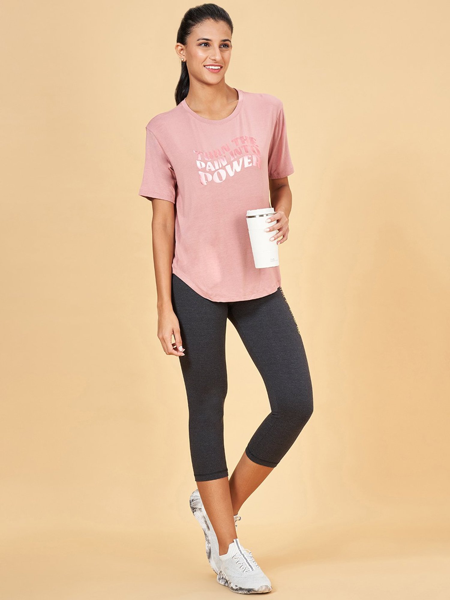 Ajile by Pantaloons Pink Printed Sports T-Shirt
