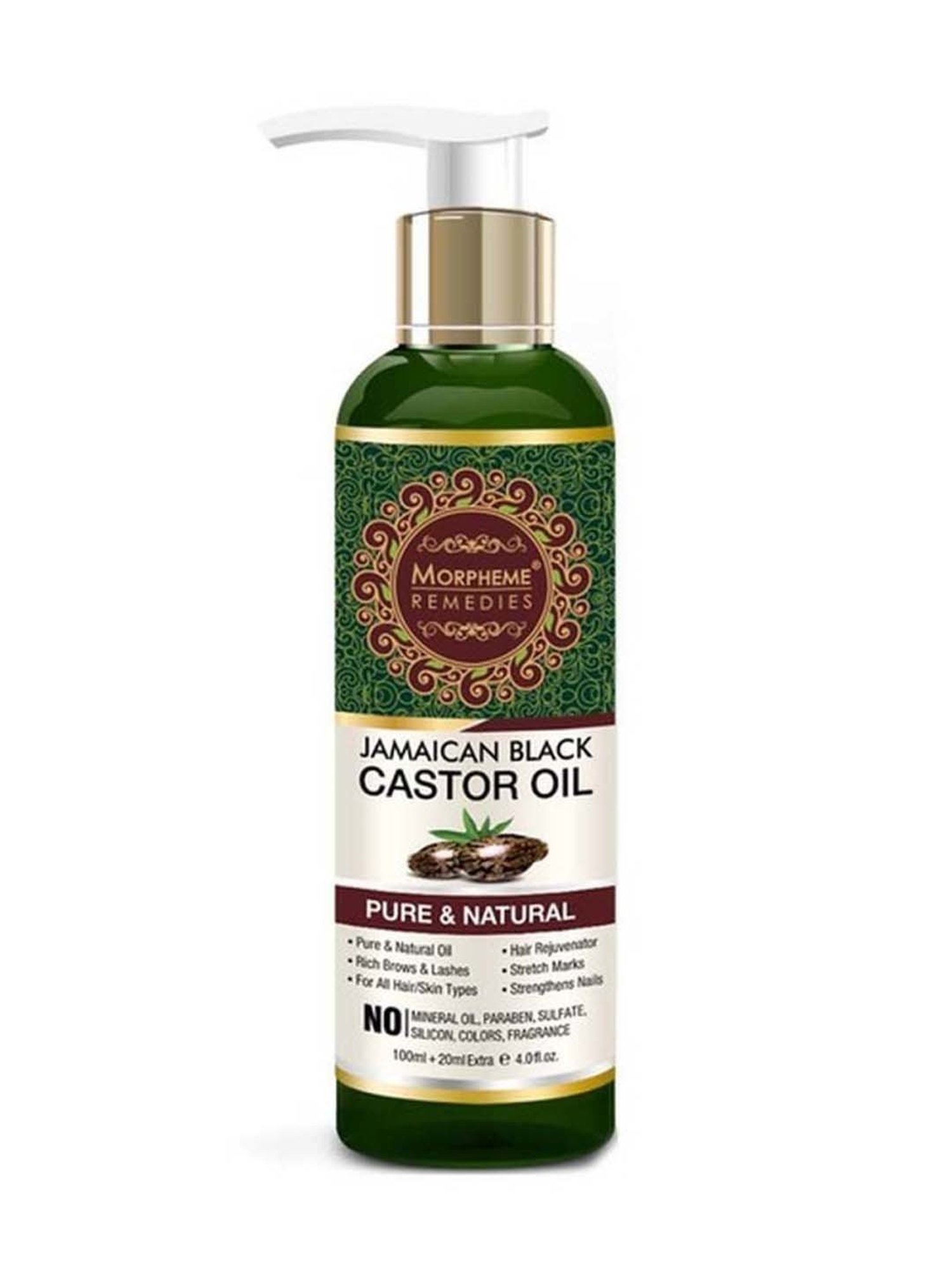 Morpheme Remedies Jamaican Organic Black Castor Oil Pure Oil for Stronger Hair- 120 ml