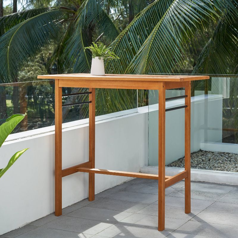 Gloucester Contemporary Wood Rectangle Patio Bar Table - Vifah